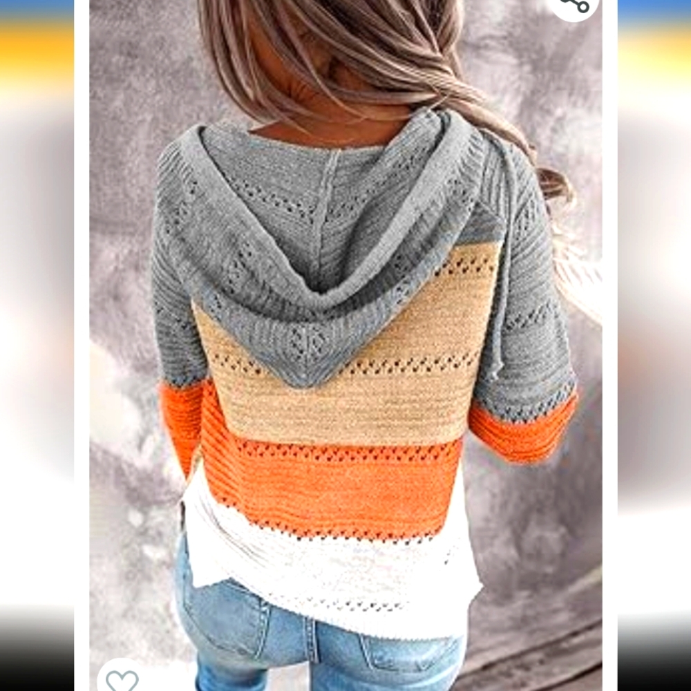 Knit womens med zip up hooded sweater - Picture 2 of 5